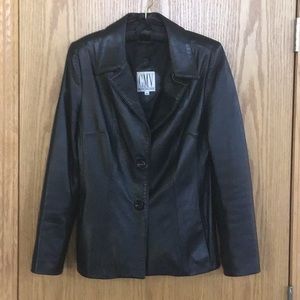 CMV Carmen Marco Volvo black genuine leather jacket Size 10